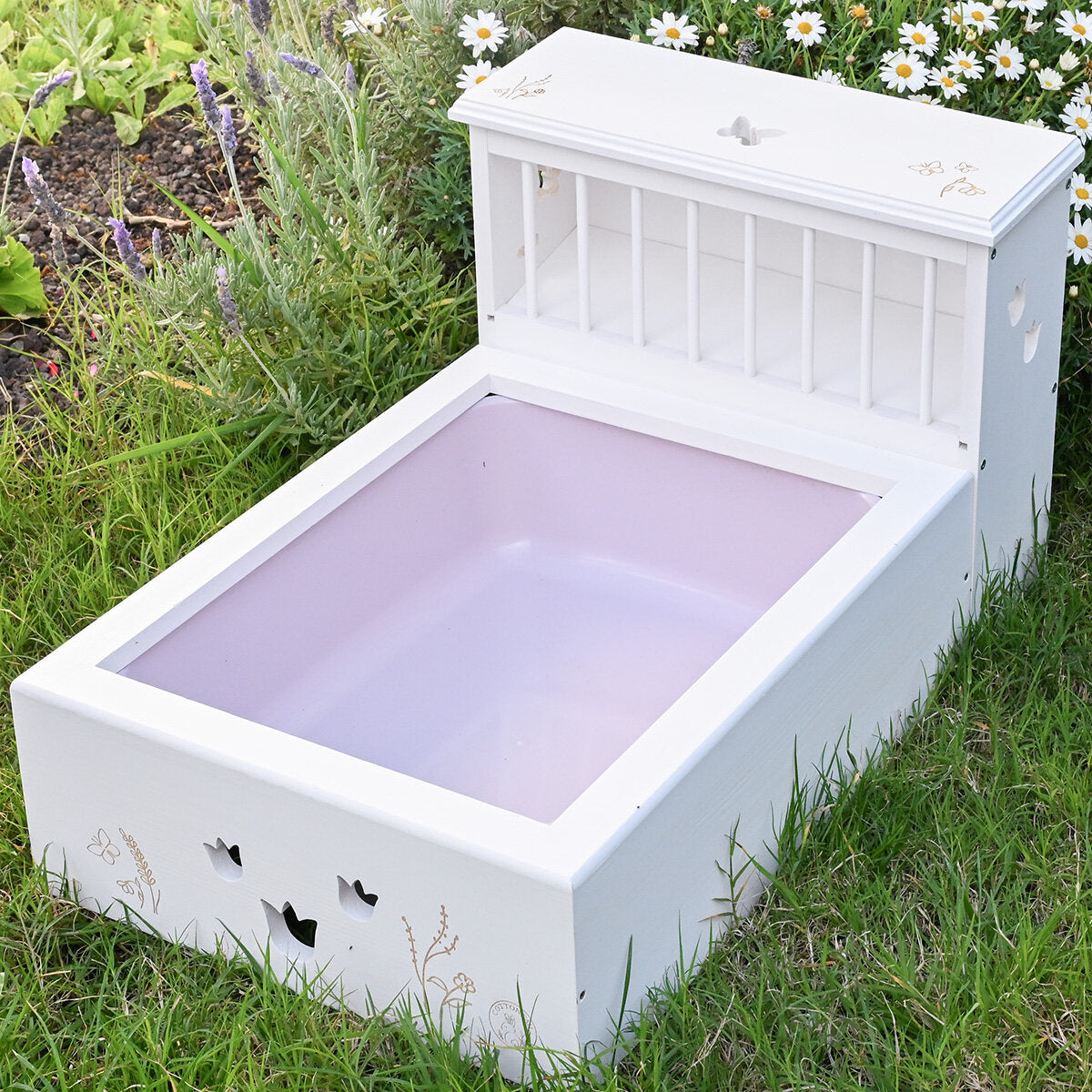 Kaninchentoilette mit Raufe "butterfly" weiß